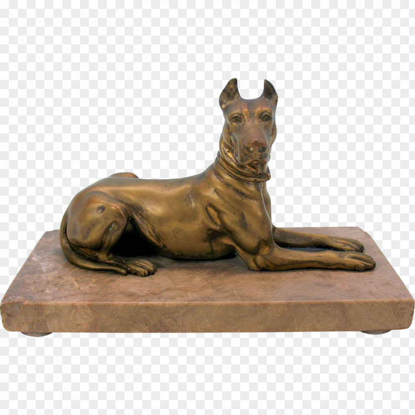 Antique Bronze Sculpture Dobermann Dog Breed PNG