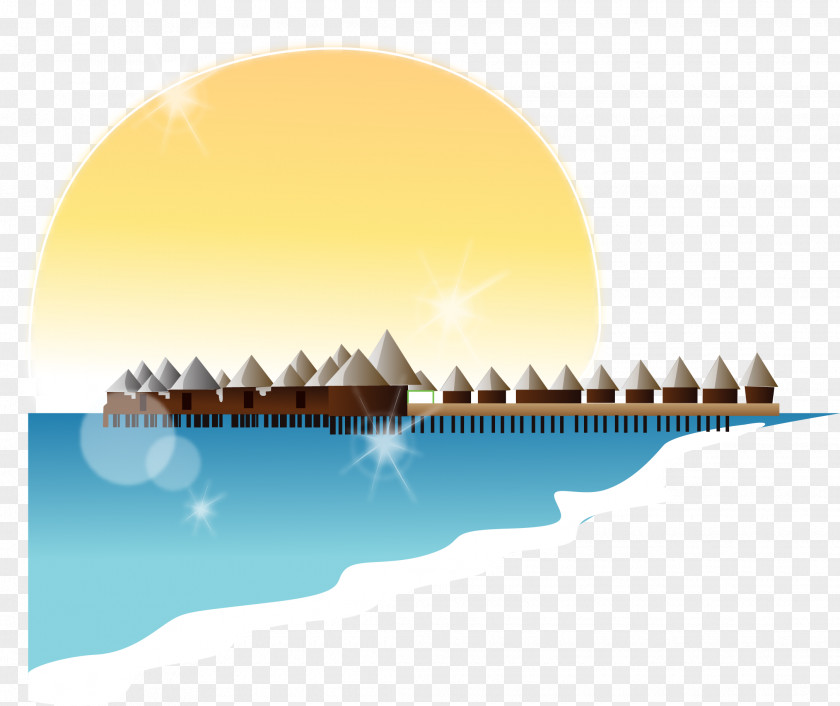 Vector Seaside Sunrise PNG