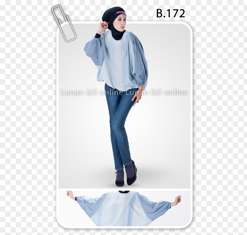 Muslim Fashion Sleeve Shoulder Outerwear Jeans PNG