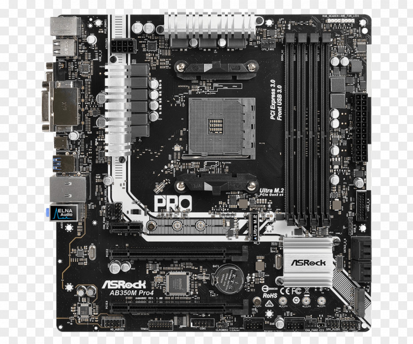 Spire Socket AM4 MicroATX ASRock AB350 Pro4 Motherboard Ryzen PNG