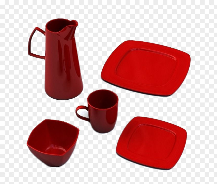 Chinese Red Plate Household Goods Free Buckle Material Coffee Cup Tableware 3D Computer Graphics Glass PNG