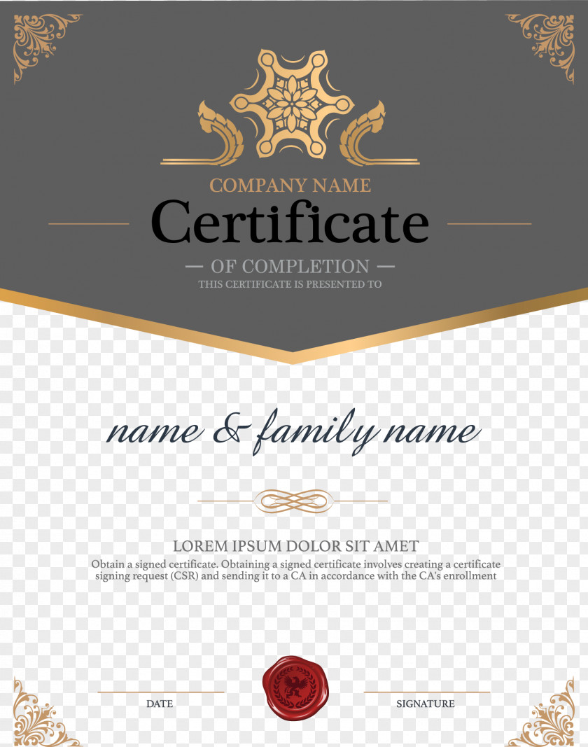 European Style Frame Training Certificate Template Academic Icon PNG