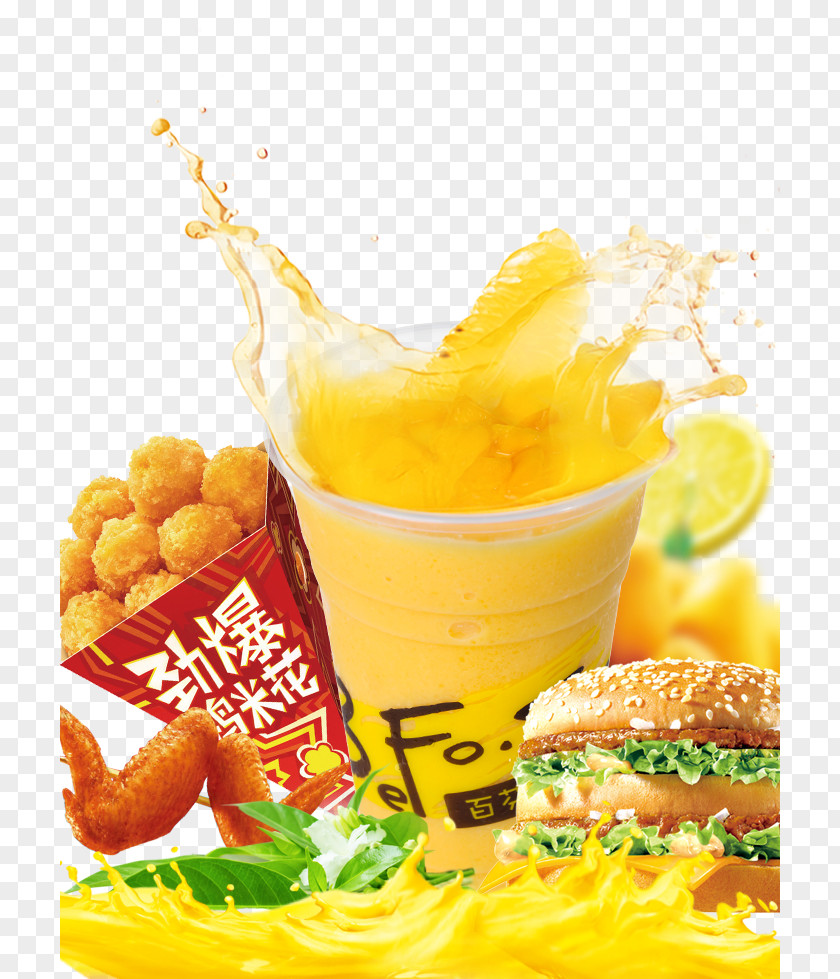 Mango Chicken Popcorn Burger Hamburger Kentucky Fried Fast Food PNG