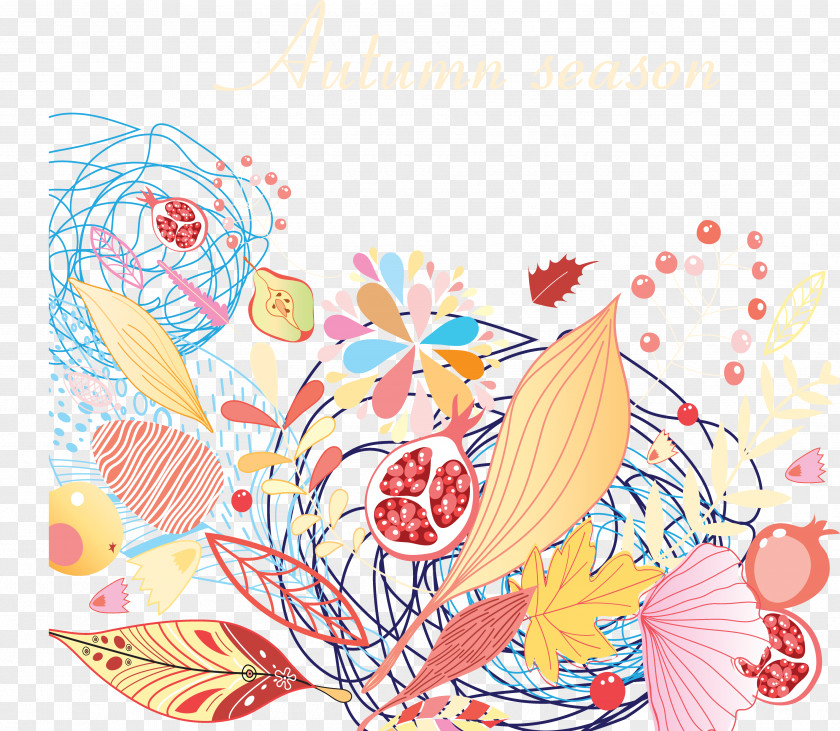 Colorful Autumn Leaves Vector Illustration Material PNG