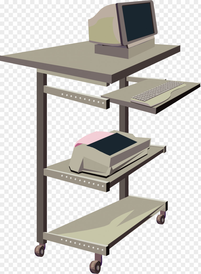 Vector Hand-drawn Computer Desk Table Clip Art PNG