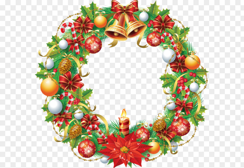 Christmas Ornament Wreath Card Clip Art PNG