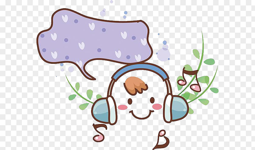 Hand-painted Headphones And Plants Clip Art PNG
