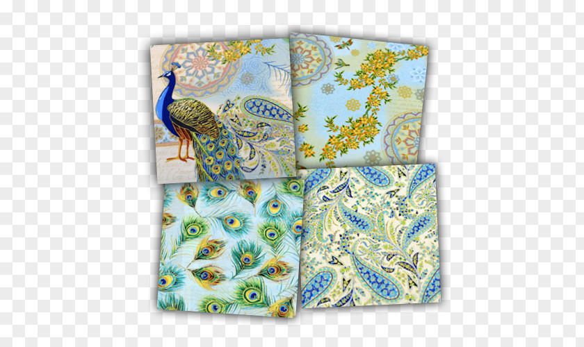Peacock Right Side Paisley Place Mats Peafowl Textile Feather PNG