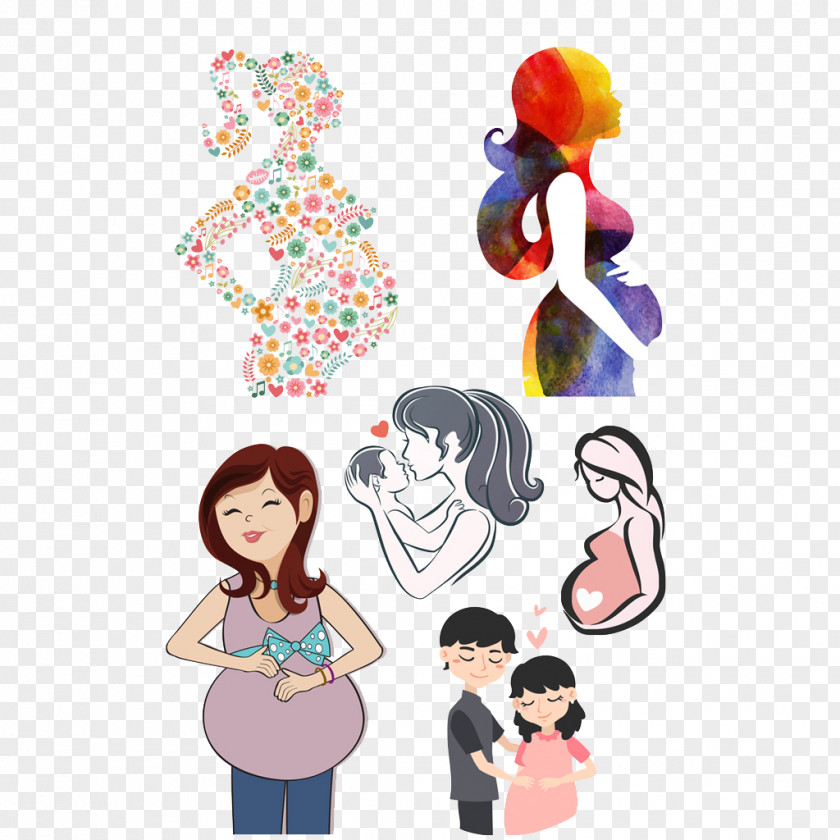 Series Cartoon Pregnant Women Pregnancy Drawing Illustration PNG