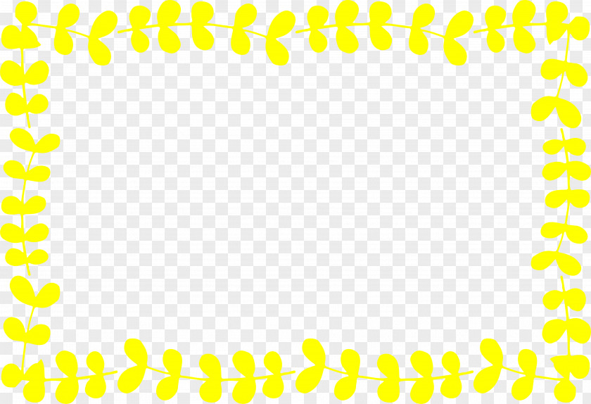 Yellow Cartoon Leaf Frame Area Pattern PNG