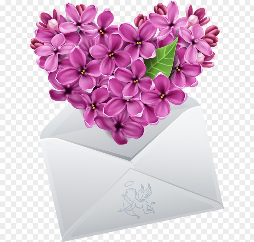 Envelope Flowers Common Lilac Heart Flower Clip Art PNG