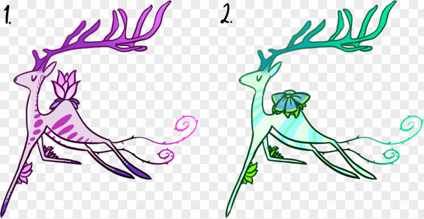 Floral Deer Antlers Drawing Line Art Graphic Design PNG