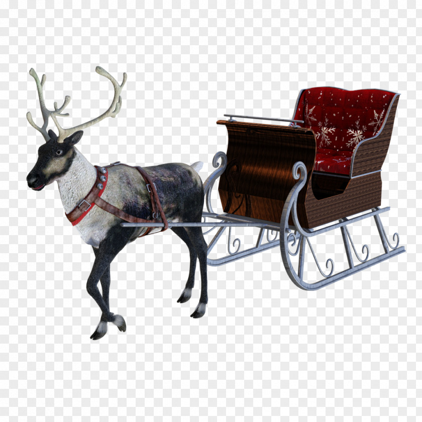 Santa Sleigh Reindeer Ded Moroz Rickshaw Sled PNG