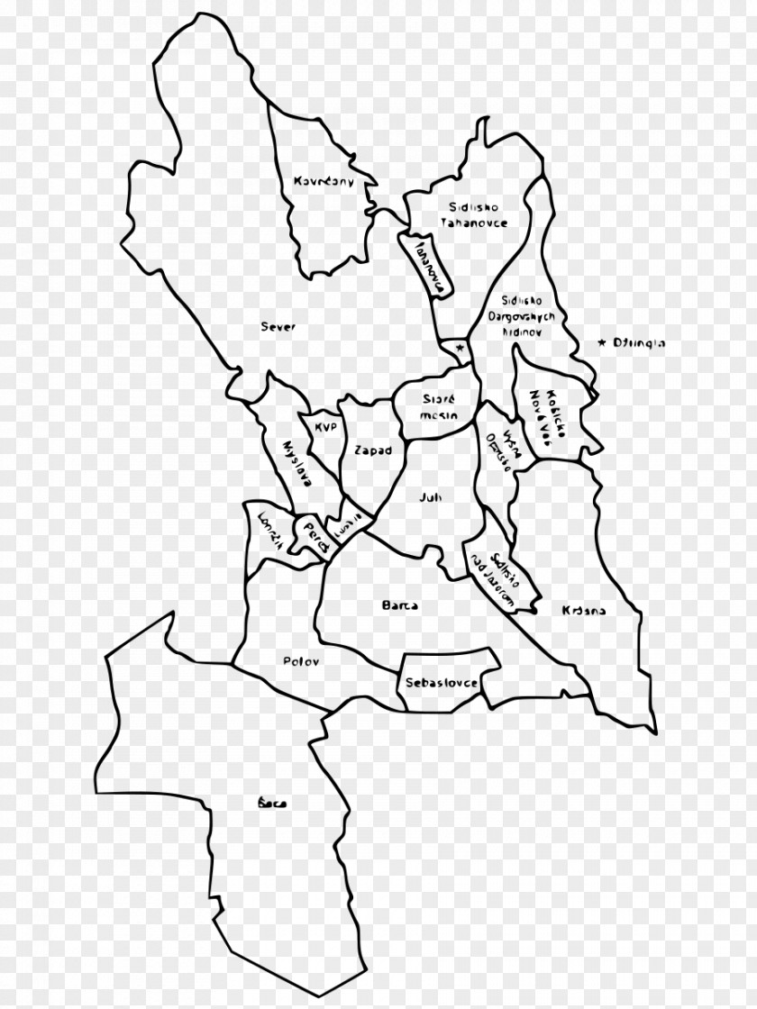 Map Krásna Košice – Mestská časť Nad Jazerom Košice-Juh Košice-Barca Šebastovce PNG