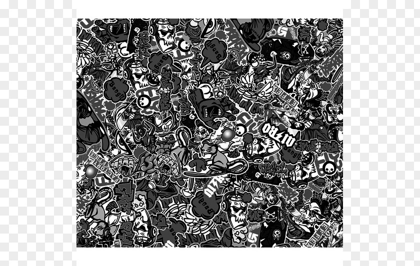 Graffiti Style Black And White Pattern Foil PNG