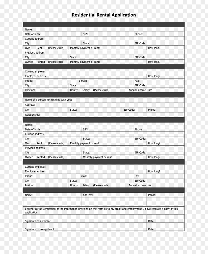 Form Bank Credit Tenant Screening Money PNG