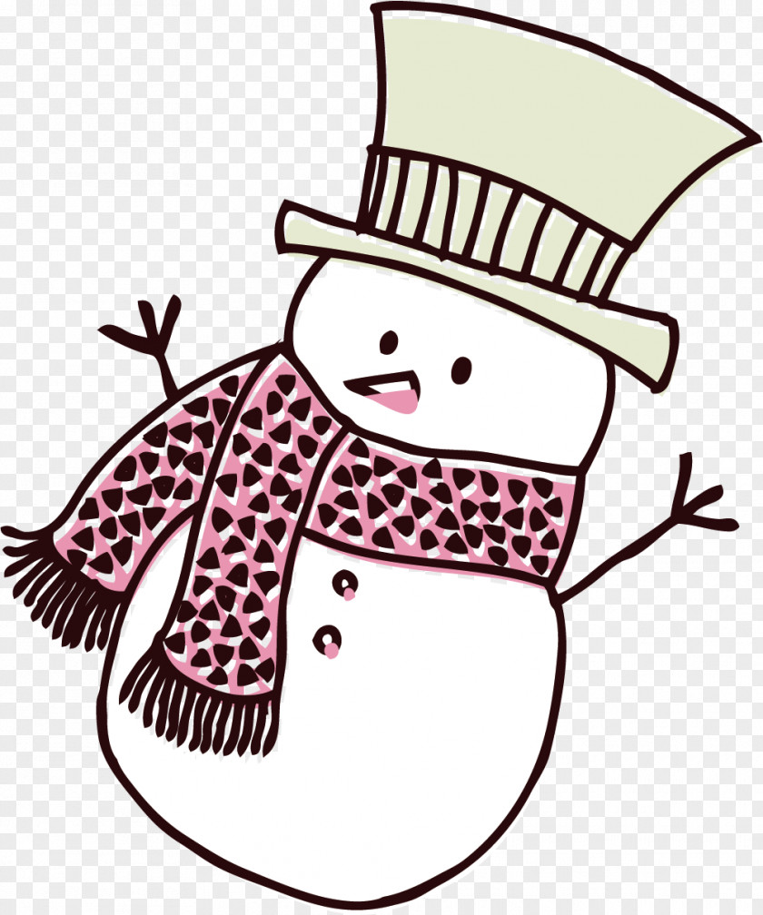 Hand Painted White Snowman Clip Art PNG