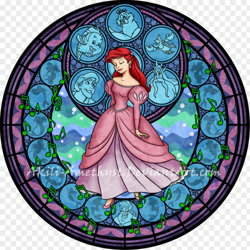 Watercolor Stain Ariel Stained Glass Princess Jasmine Window Disney PNG