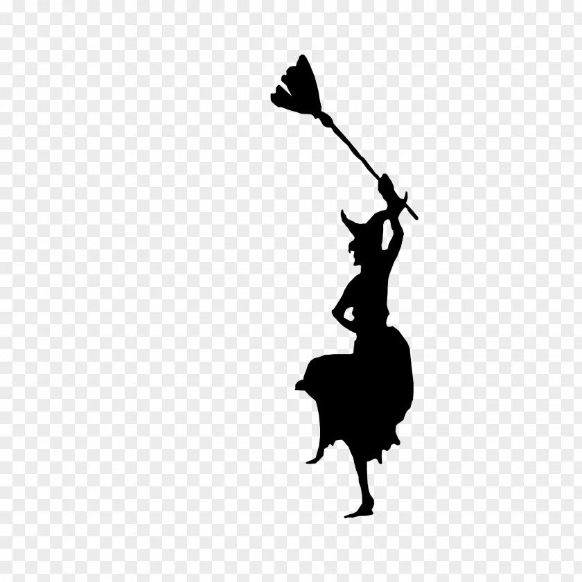 Witch Silhouette Black And White Witchcraft Dance PNG