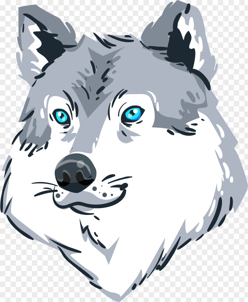 Gray Snow Wolf Dog Arctic Whiskers Illustration PNG