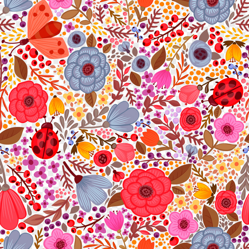 Vector Floral Fabrics Shading Watercolor Painting Pattern PNG