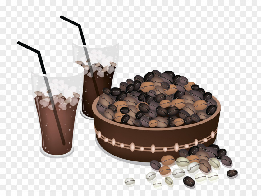 Coffee Mugs And Beans Picture Iced Kopi Luwak Bean Brewing PNG