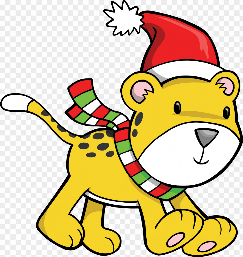 Leopard Vector Cat Christmas Black And White Clip Art PNG