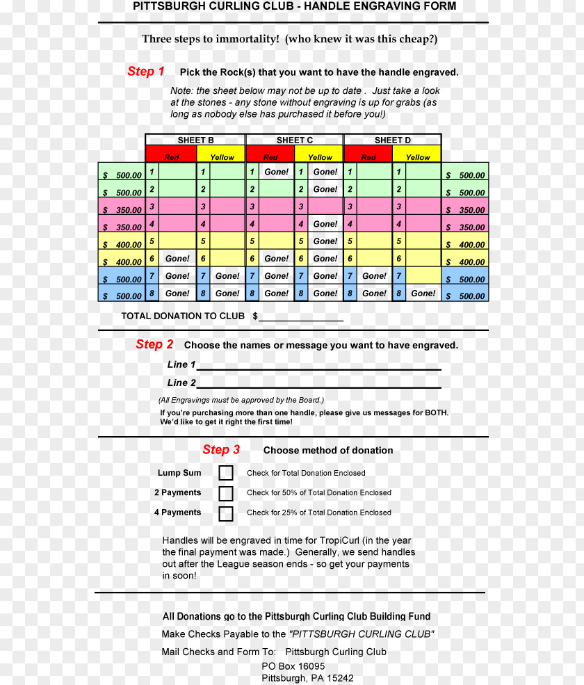 Order FOrm Pittsburgh Curling Club Document Report PNG