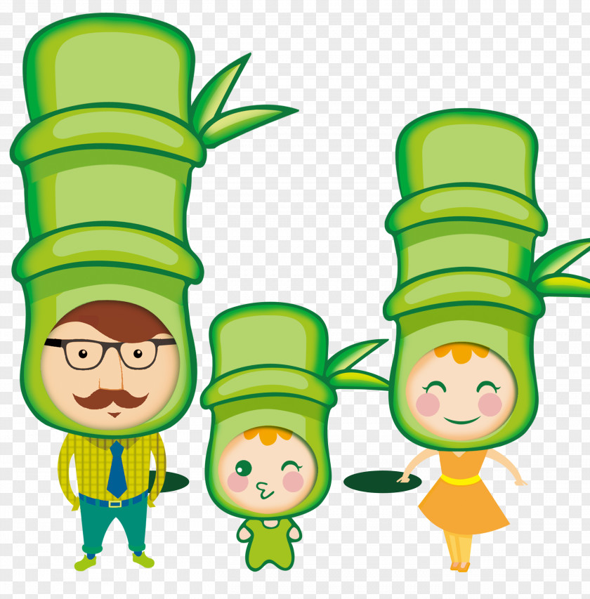 Bamboo Villain Run Cartoon Illustration PNG