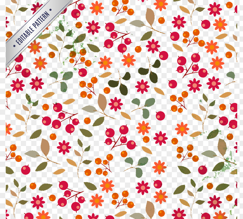 Floral Background With Berry Seamless Vector Material Download Illustration PNG