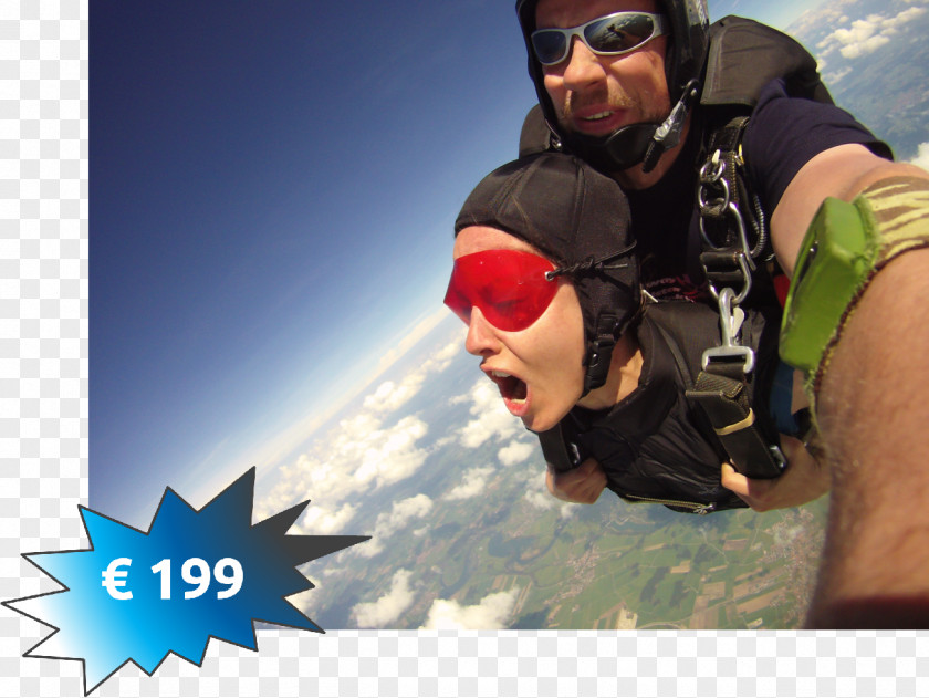 Parachute Tandem Skydiving Parachuting Extreme Sport Goggles PNG