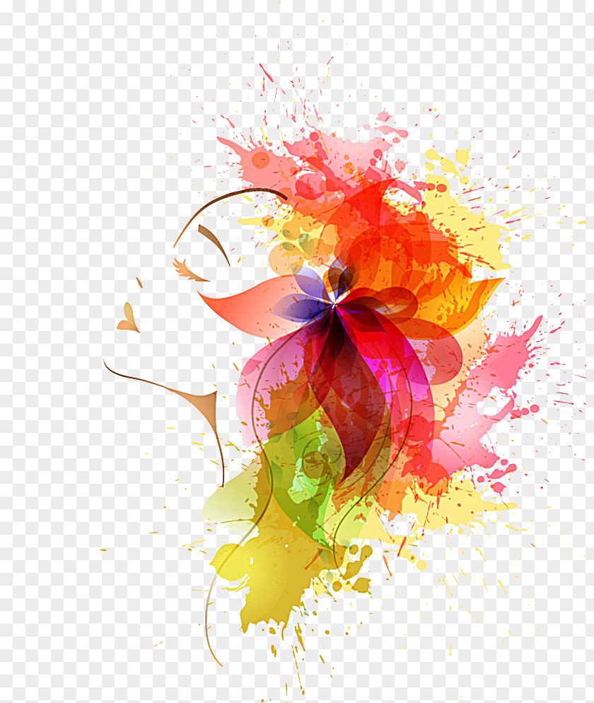 Watercolor Woman Avatar Painting Flower PNG