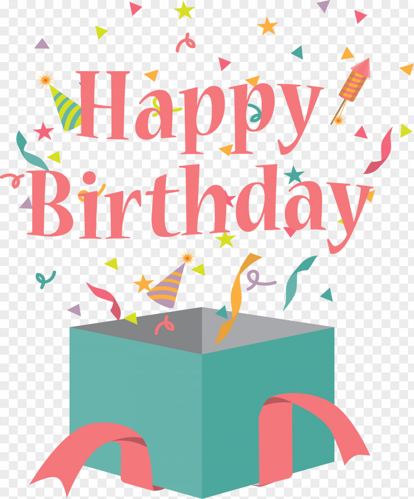 Birthday Gift Box Flat Cake Greeting Card Clip Art PNG