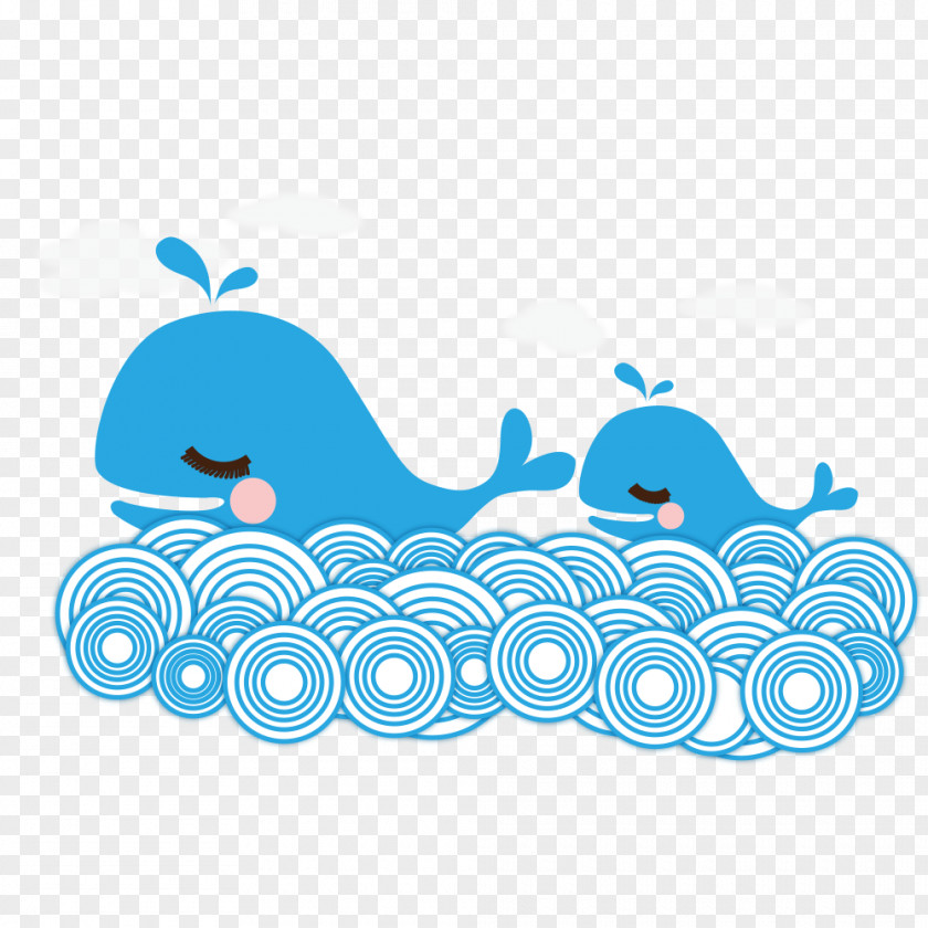Vector Cute Cartoon Whale Illustration PNG
