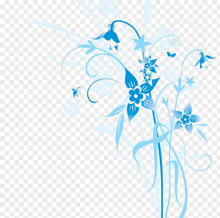 Floral Banner Blue Clip Art PNG
