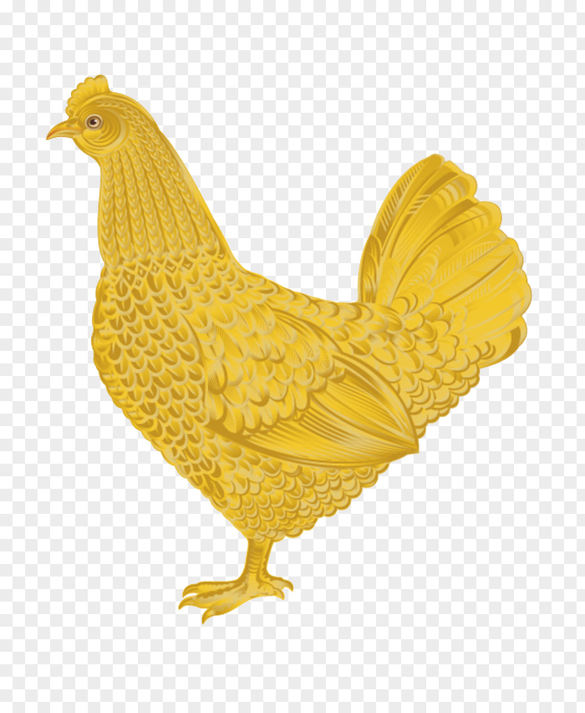 A Golden Chicken Rooster PNG