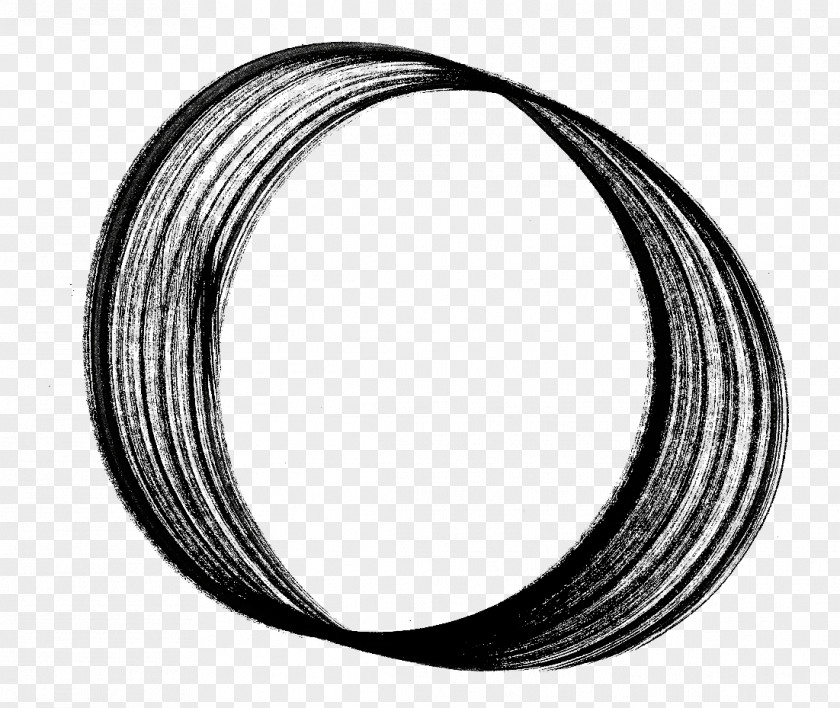Brush Stroke Circle Wire Black Silver PNG