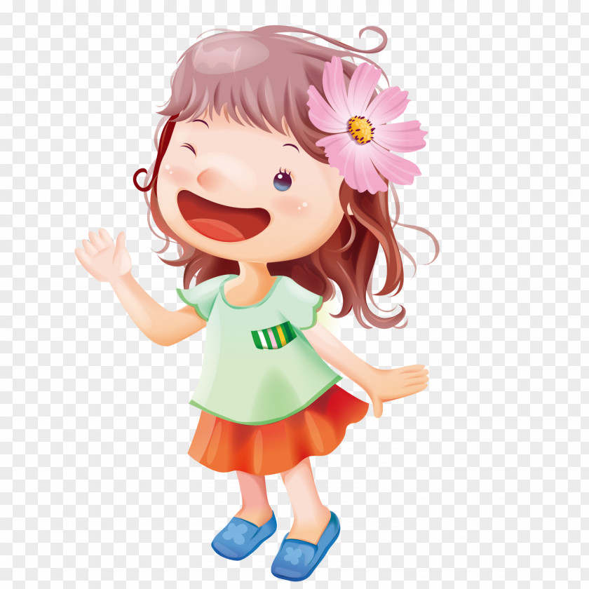 Cartoon Child Illustration PNG Illustration, Cute little girl, girl smiling art clipart PNG