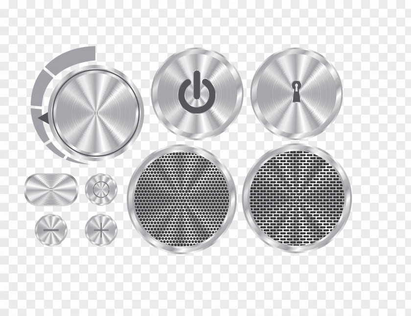 Vector Metal Buttons Brushed Euclidean Aluminium PNG