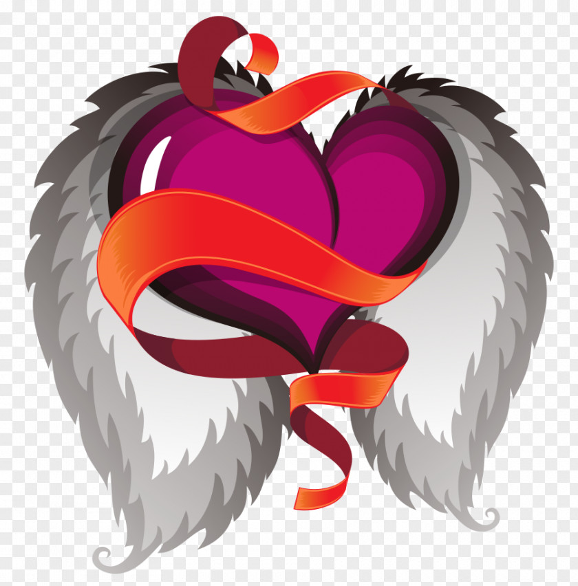 Vector Pink Heart Fly Drawing Illustration PNG