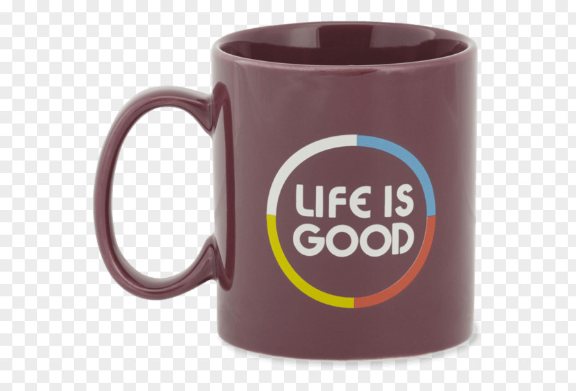 Rainbow Flip Flop Coffee Cup Life Is Good Adult Jakes Circle Mug, Wild Plum, One Size Product Design PNG