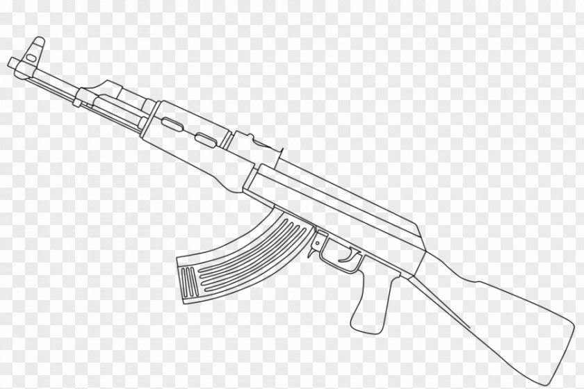 AK47 AK-47 Firearm Drawing Line Art Coloring Book PNG