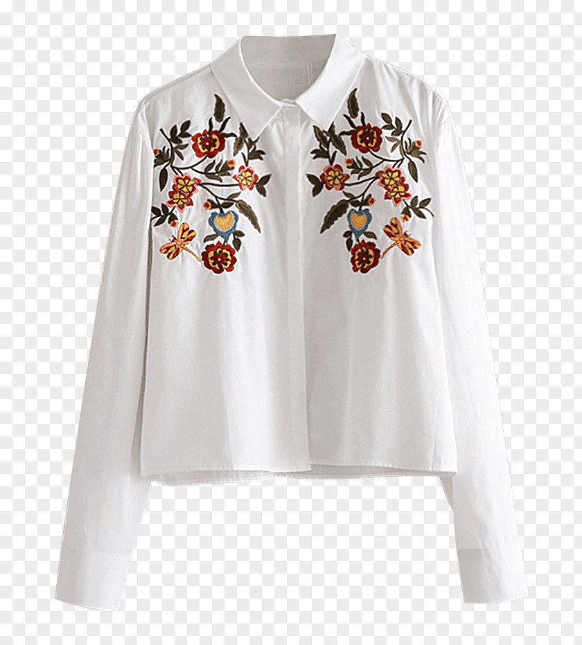 T-shirt Blouse White Sleeve Button PNG