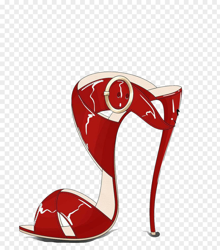Red High Heels High-heeled Footwear Shoe Designer Illustration PNG