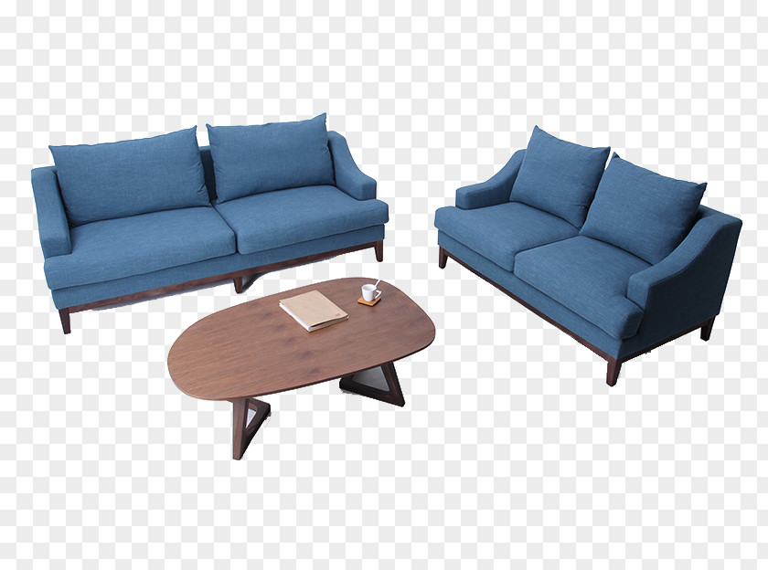 Blue Sofa And Coffee Table Material Living Room Couch PNG