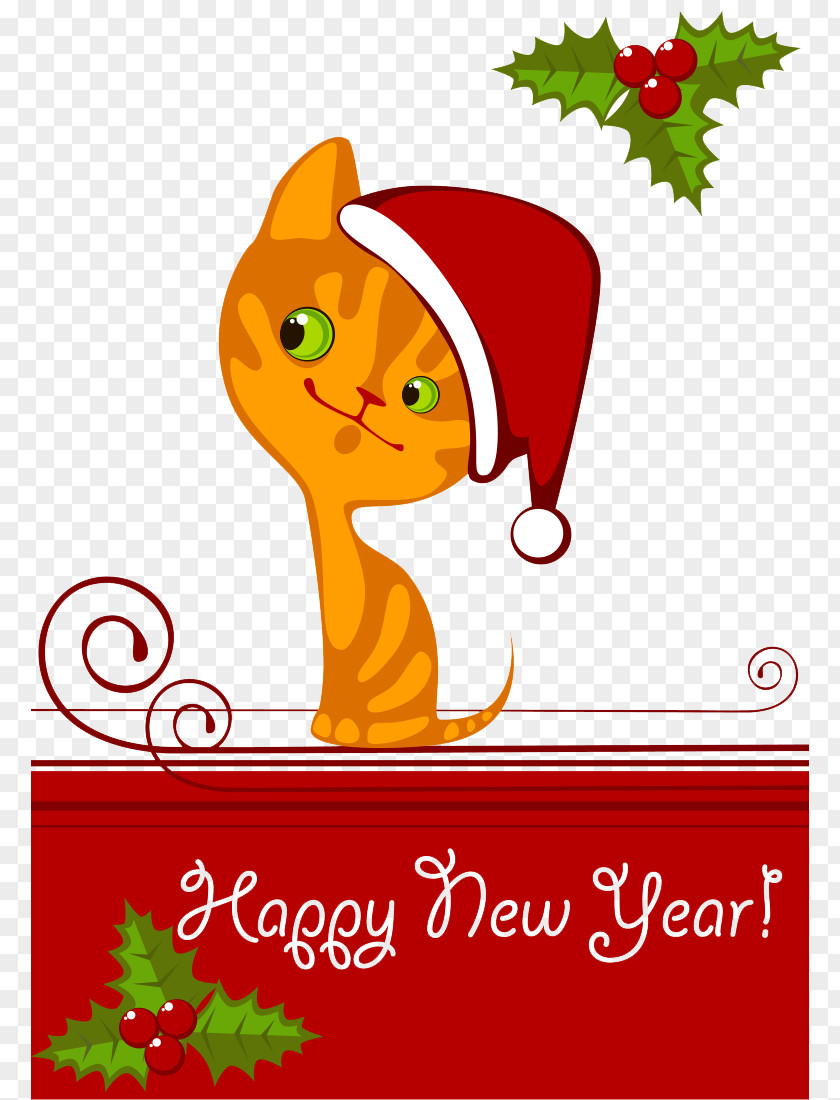 Printable Christmas Card Cat Vector Graphics Royalty-free Day Image PNG