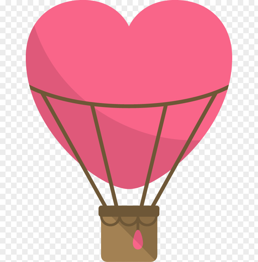 Romantic Pink Hot Air Balloon Heart PNG
