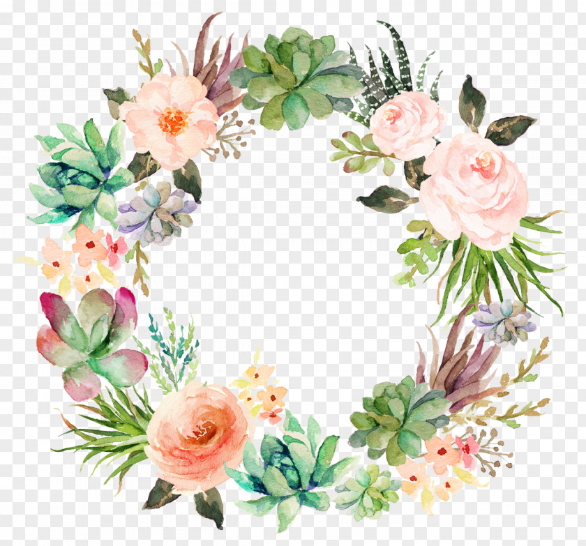 Design Floral Garland Flower Wreath PNG