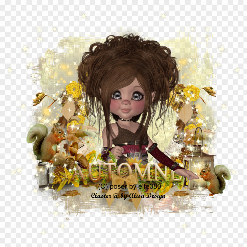 Sandra Brown Hair Cartoon Character Doll PNG
