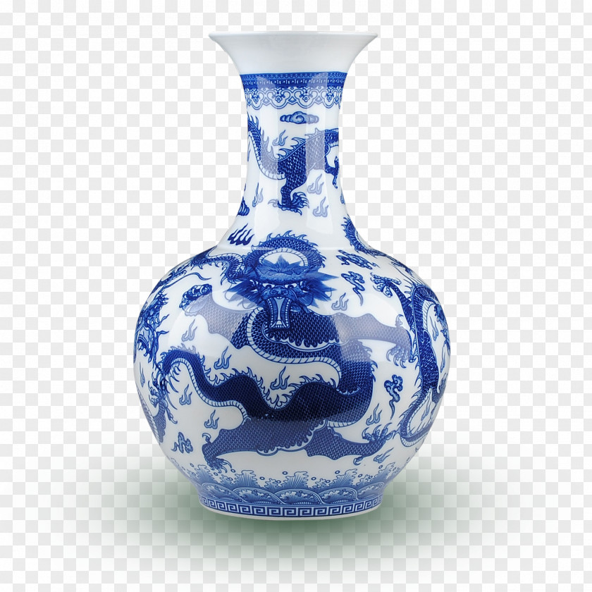 Blue Vase Jingdezhen Porcelain Ceramic And White Pottery PNG
